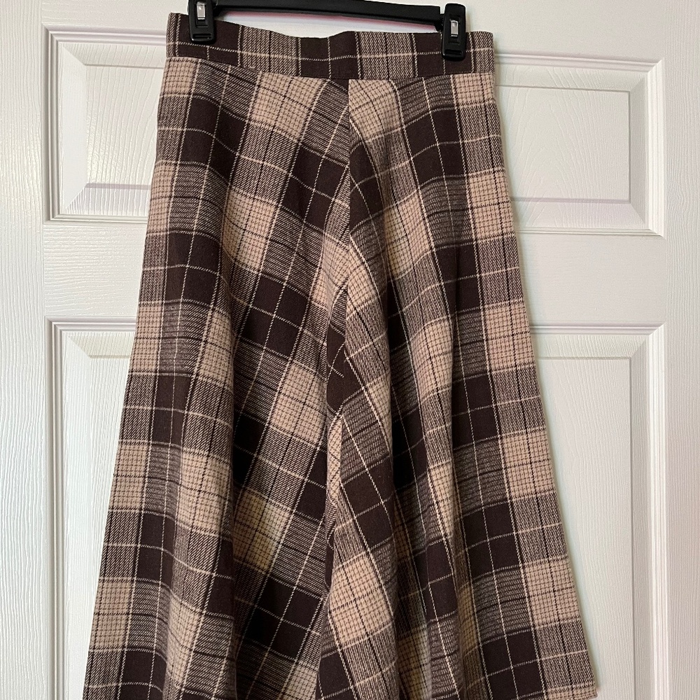 Wool blend plaid skirt